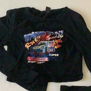 Urban outfitters crop top tee with car print
